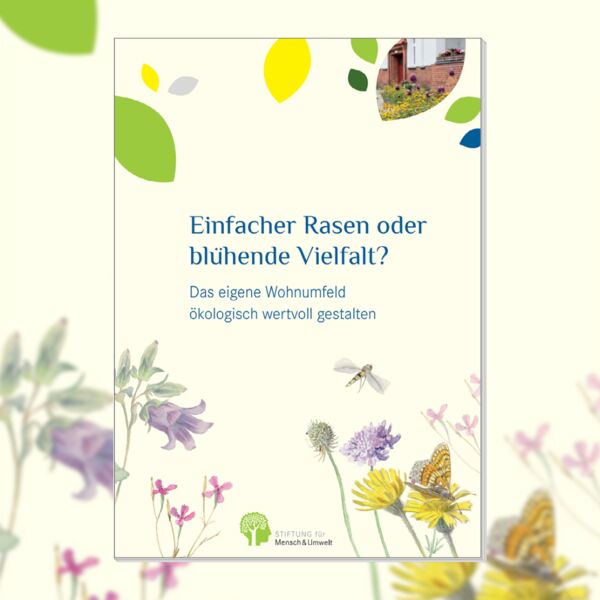 Cover: Broschüre „Einfacher Rasen oder blühende Vielfalt? Das eigene Wohnumfeld ökologisch wertvoll gestalten“